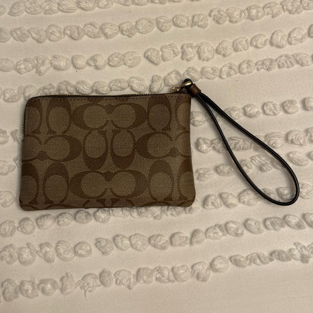 Coach Signature Brown Wristlet - Picture 6 of 13